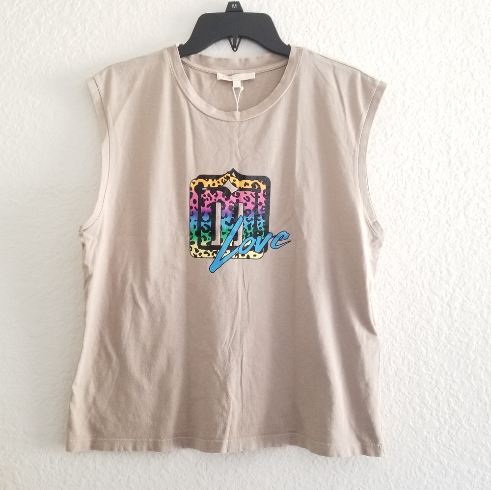 Maje Printed Cotton Tank Top Size 2 US 6 Gray Khaki - Picture 4 of 10